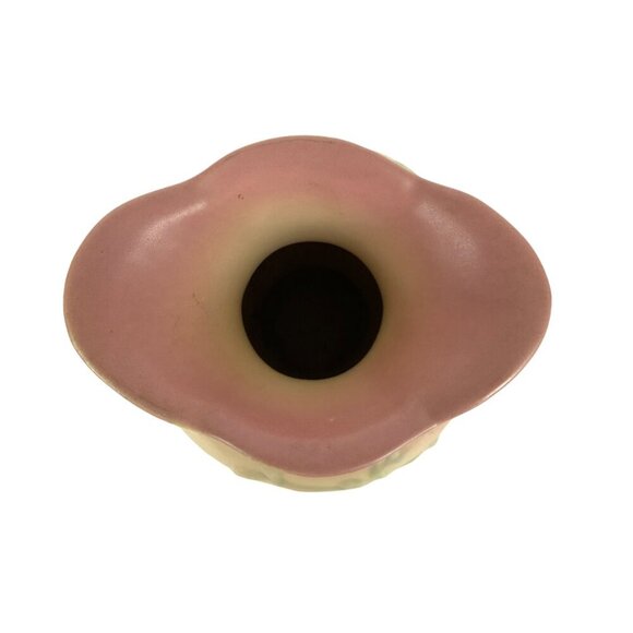 Vintage Hull Art Pottery Vase Magnolia Matte Pink Yellow Green USA Made - Picture 5 of 9